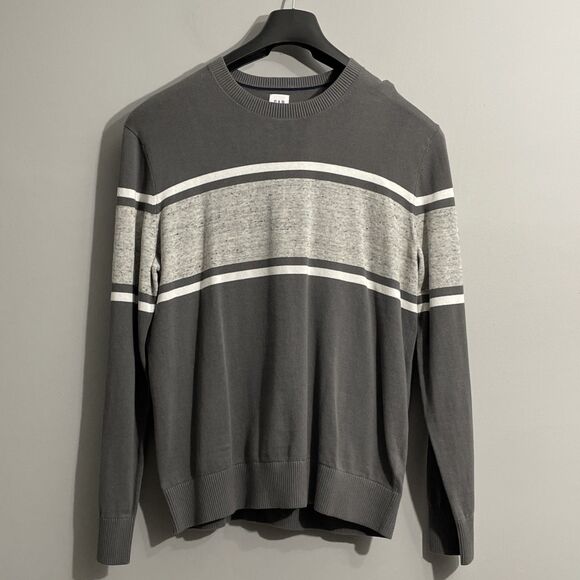 GAP Men’s Large Gray Striped Lightweight Sweater NWT Casual Comfy Layering - Picture 1 of 10